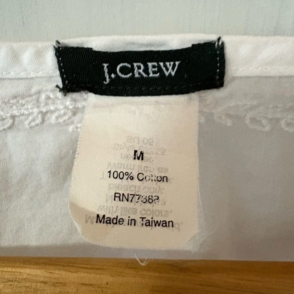 J. Crew Embroidered Cotton Vintage White Tunic Blouse Medium - Picture 2 of 11